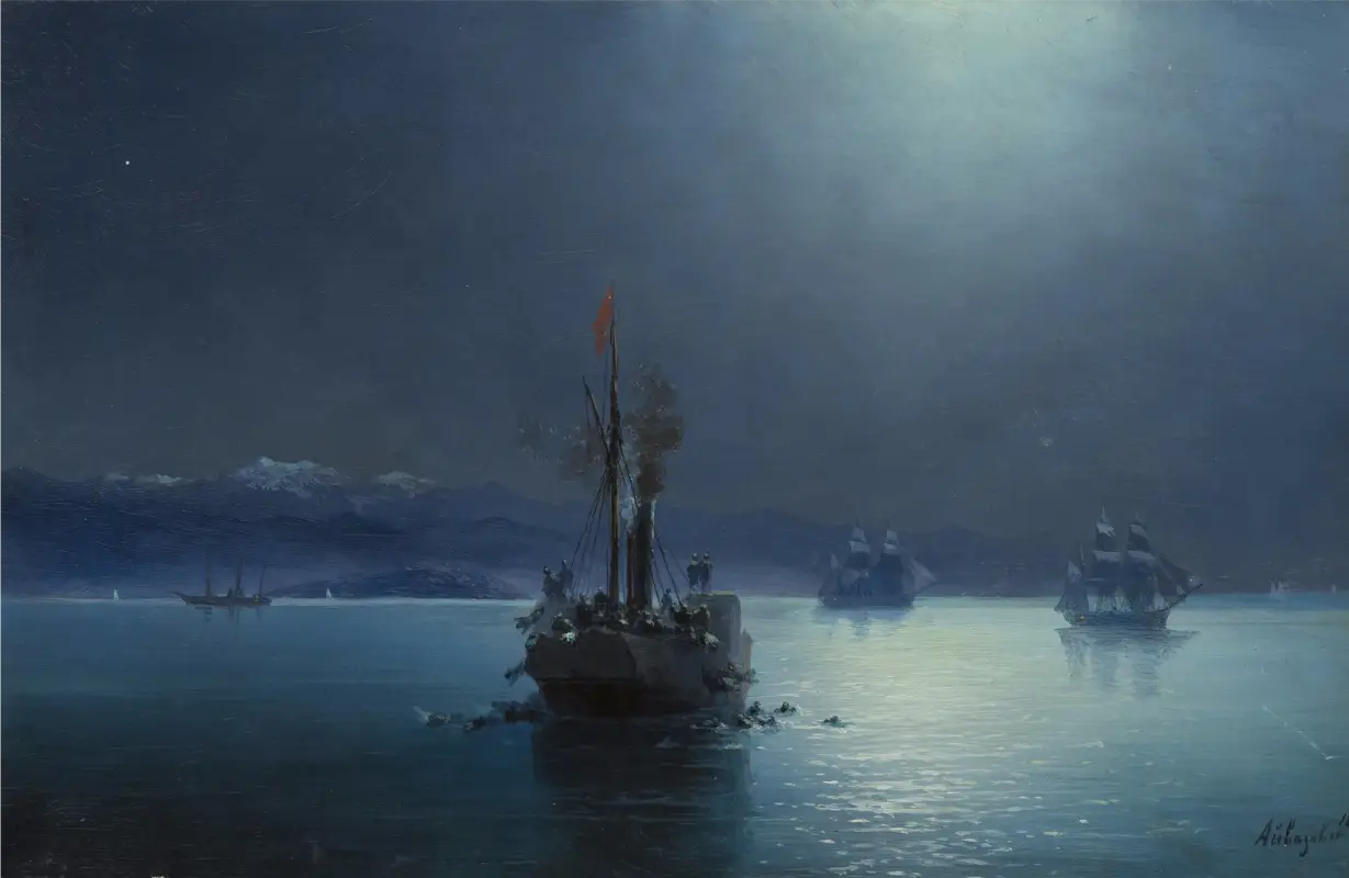 Nuit tranquille: des Arméniens jetés par-dessus bord depuis des navires turcs - Ivan Aïvazovski - Alpha Reproduction