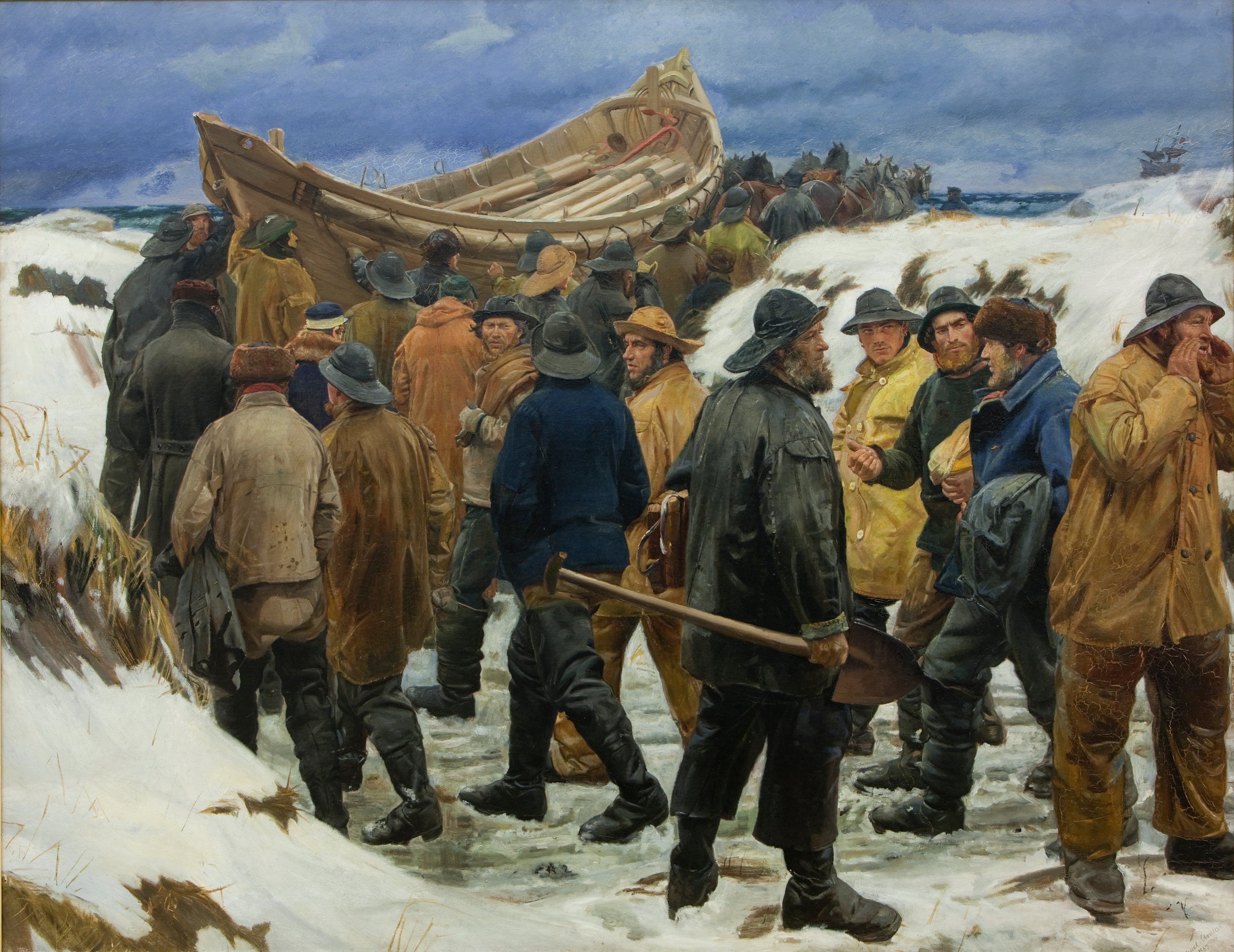 Le canot de sauvetage est pris dans les dunes - Michael Peter Ancher - Alpha Reproduction