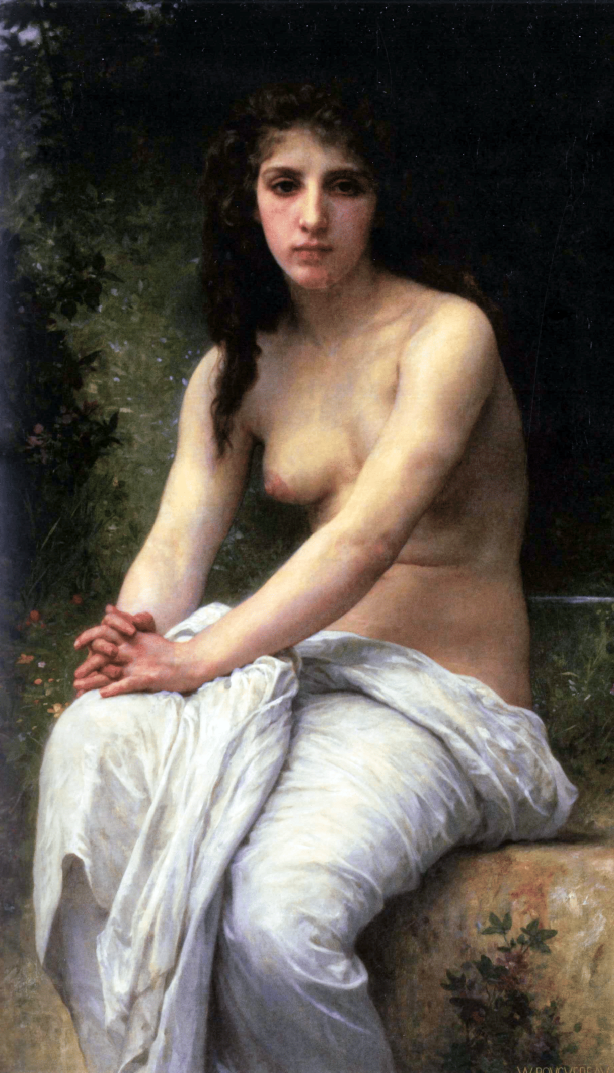 Reproduction du tableau « Réflexion - Bouguereau » par Alpha Reproduction en peinture à l’huile