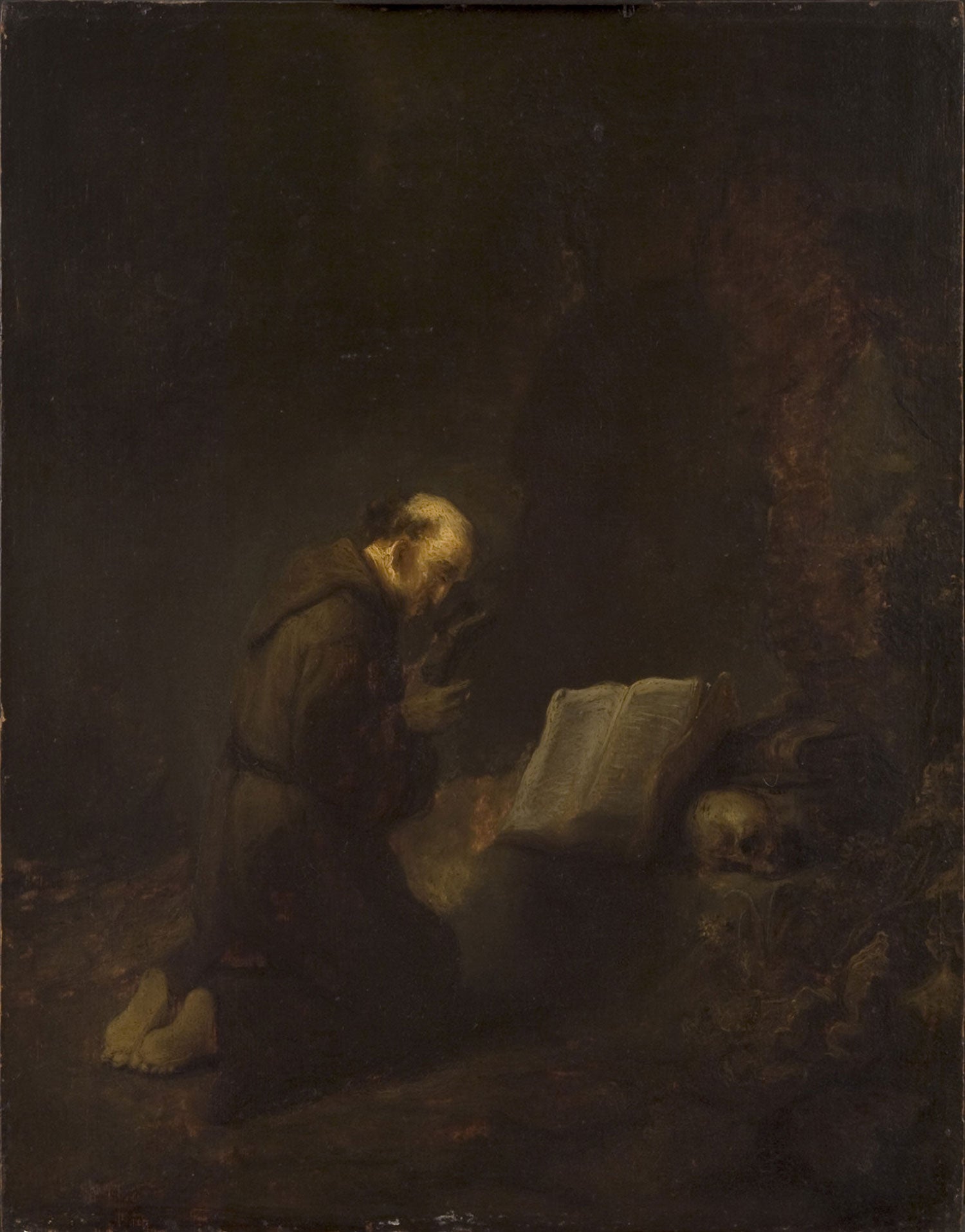 Reproduction du tableau « Saint François d'Assise en prière - Rembrandt » par Alpha Reproduction en peinture à l’huile