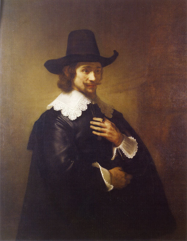 Reproduction du tableau « Portrait d'un jeune homme au chapeau à larges bords - Rembrandt » par Alpha Reproduction en peinture à l’huile