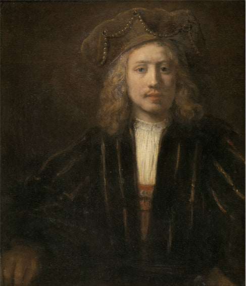 Reproduction du tableau « Jeune homme au bonnet orné de perles - Rembrandt » par Alpha Reproduction en peinture à l’huile