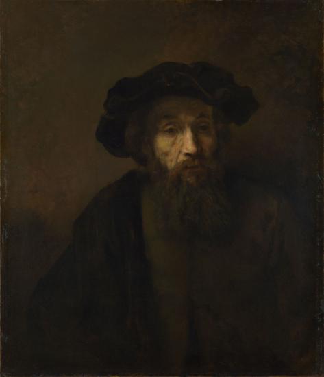 Reproduction du tableau « Un homme barbu avec une casquette - Rembrandt » par Alpha Reproduction en peinture à l’huile
