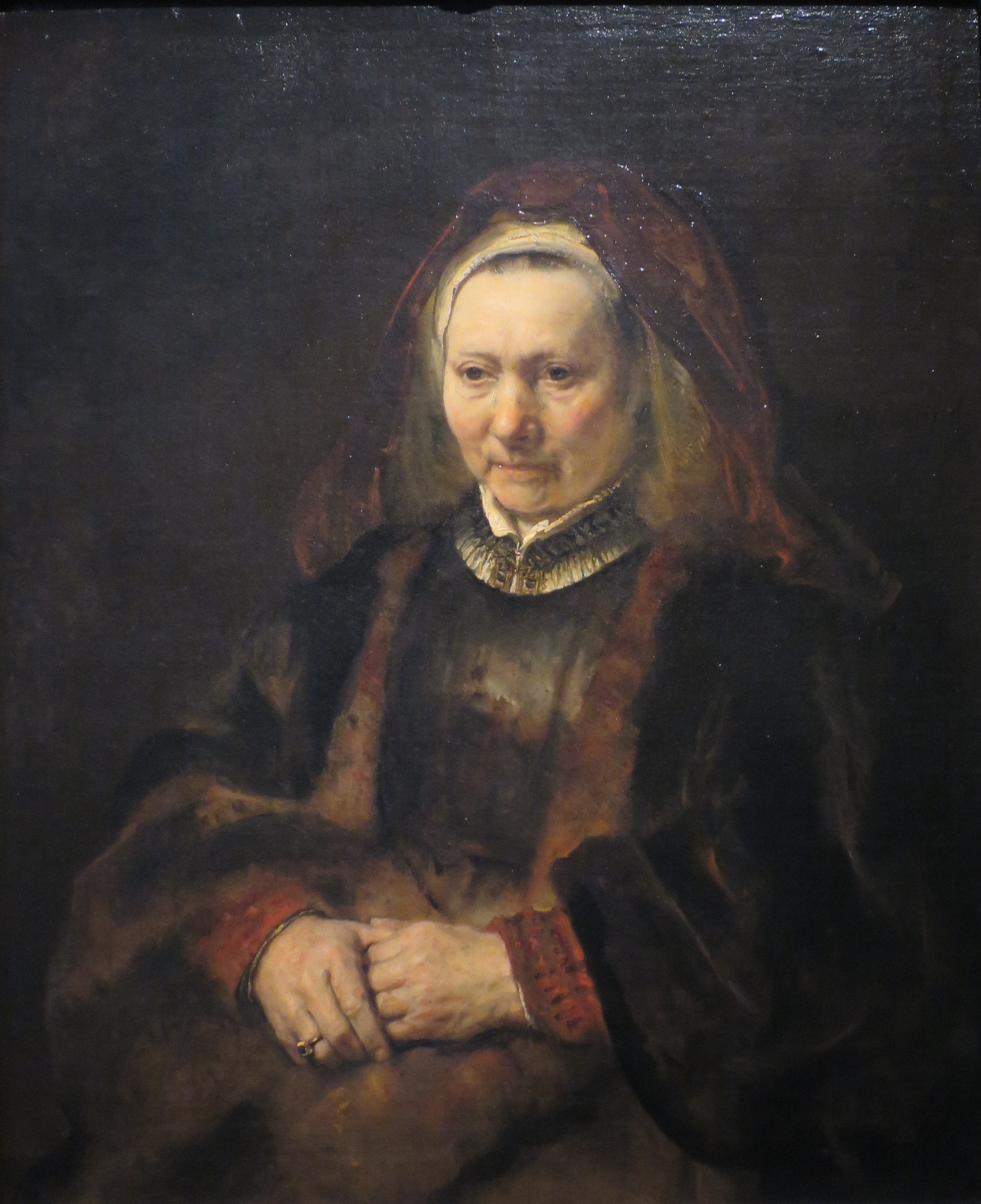 Reproduction du tableau « Portrait d'une femme âgée - Rembrandt » par Alpha Reproduction en peinture à l’huile