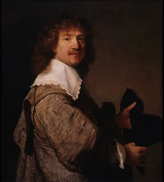 Portrett av en mann som holder en hatt - Rembrandt