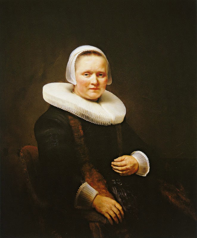 Reproduction du tableau « Portrait d'une femme, peut-être Anna Wijmer - Rembrandt » par Alpha Reproduction en peinture à l’huile