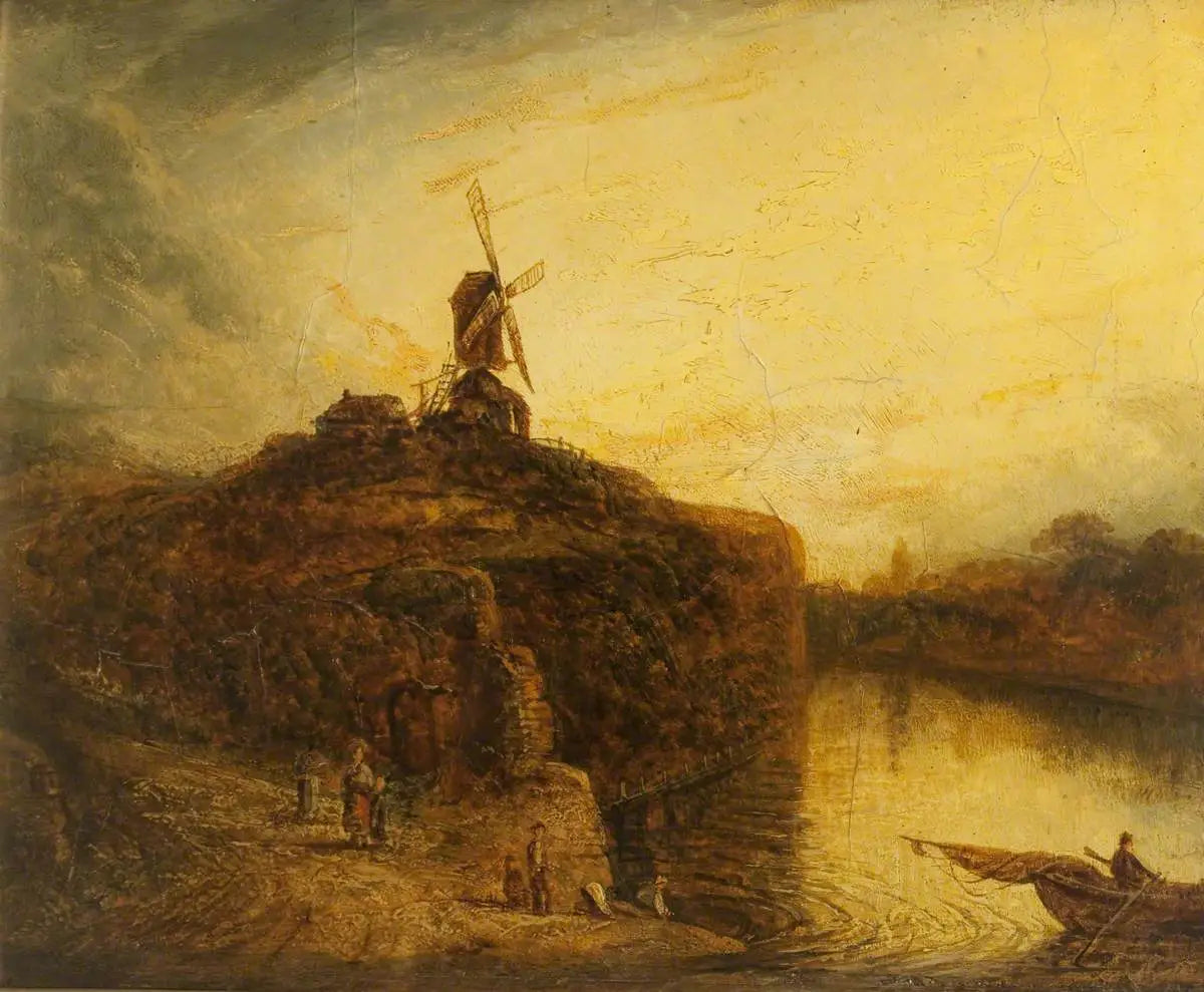 Reproduction du tableau « Moulin à vent au-dessus d'une rivière - Rembrandt » par Alpha Reproduction en peinture à l’huile