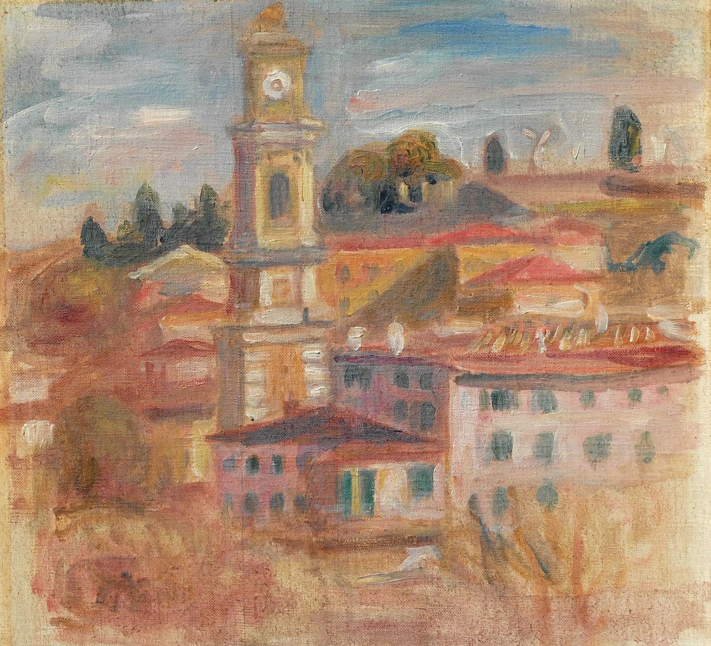 Reproduction du tableau « Les Toits du Vieux Nice - Pierre-Auguste Renoir » par Alpha Reproduction en peinture à l’huile