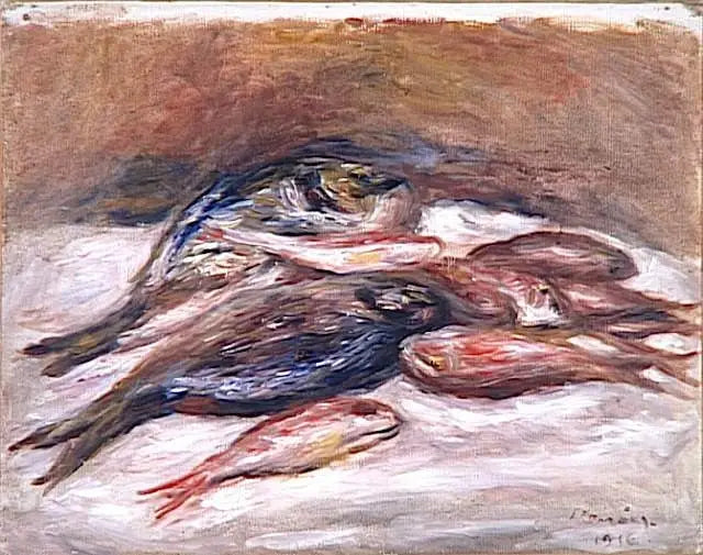 Reproduction du tableau « Nature morte aux poissons - Pierre-Auguste Renoir » par Alpha Reproduction en peinture à l’huile