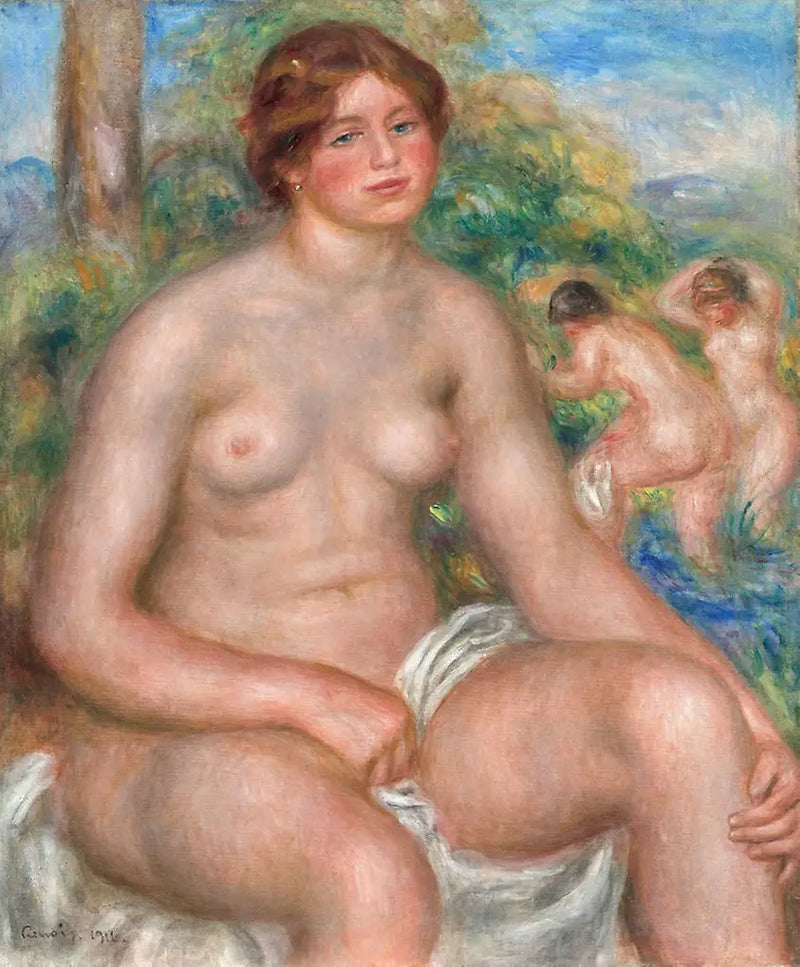 Badende sittende - Pierre-Auguste Renoir