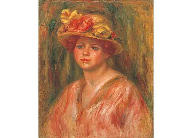 Reproduction du tableau « Buste de femme en corsage rouge - Pierre-Auguste Renoir » par Alpha Reproduction en peinture à l’huile