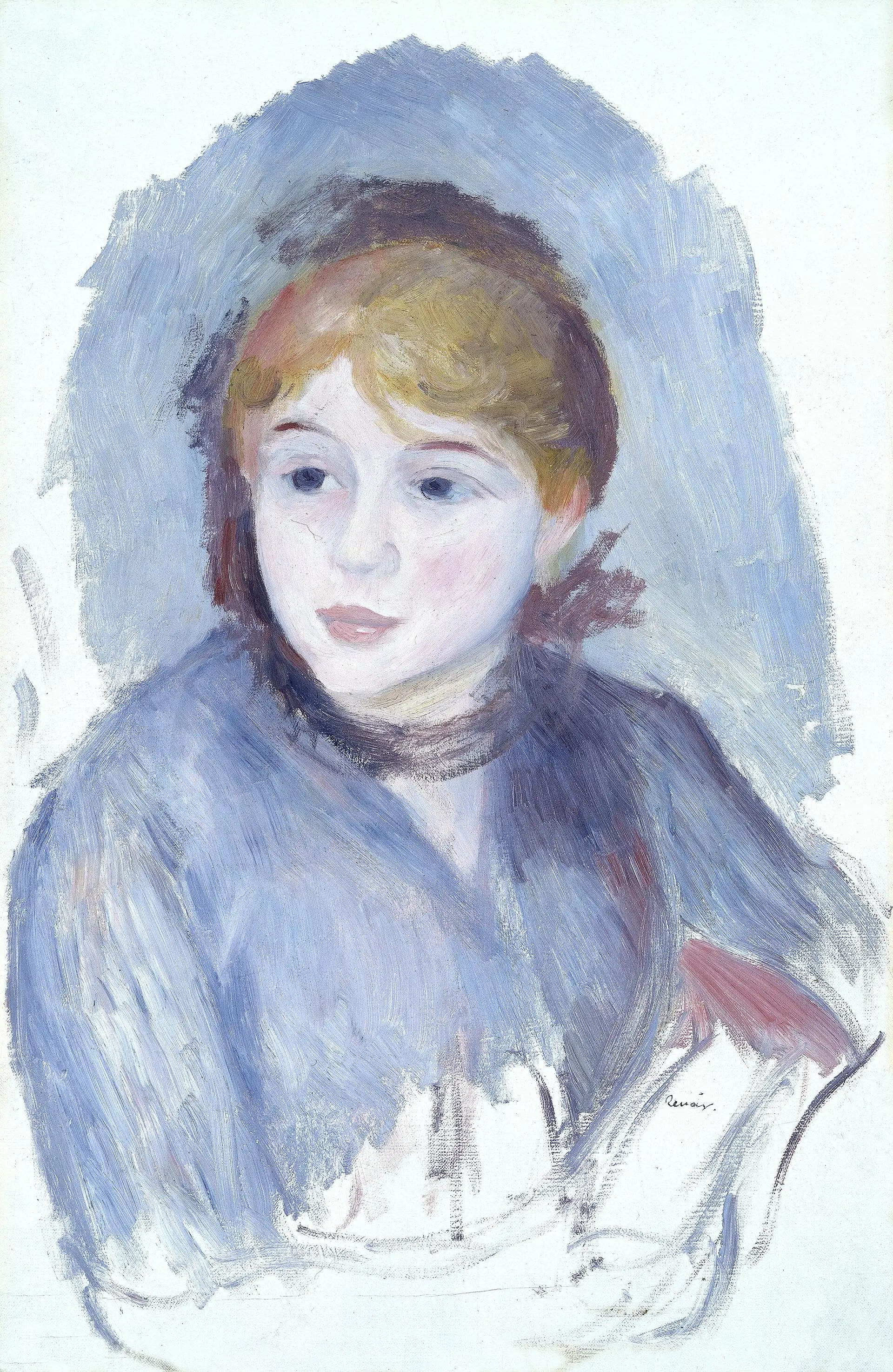 Reproduction du tableau « Jeune fille en bleu - Pierre-Auguste Renoir » par Alpha Reproduction en peinture à l’huile
