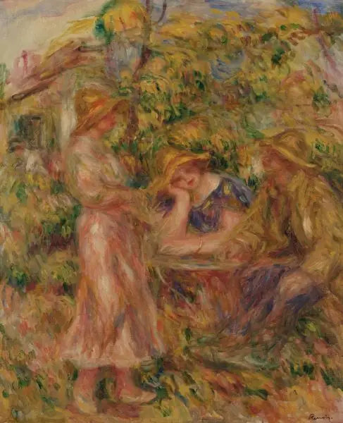 Reproduction du tableau « Trois personnages dans un paysage - Pierre-Auguste Renoir » par Alpha Reproduction en peinture à l’huile