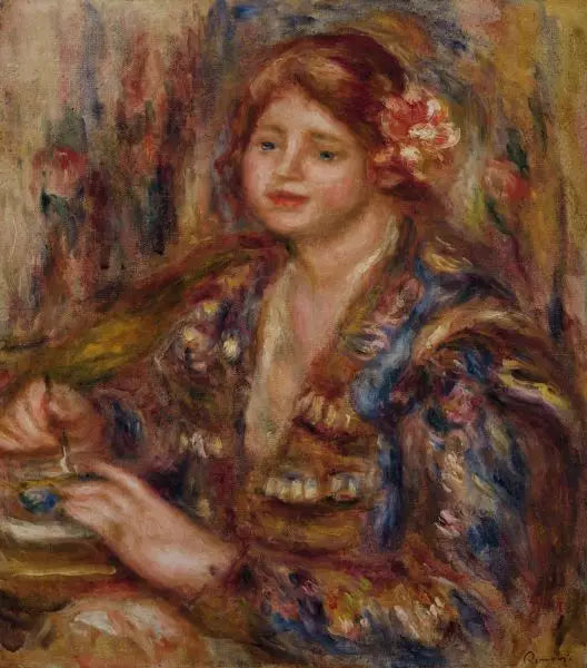 Kvinne med en rose - Pierre-Auguste Renoir