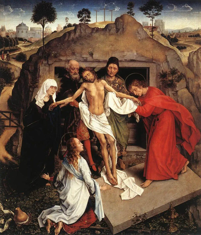 Sorg over den døde Kristus og Kistelesing - Rogier van der Weyden