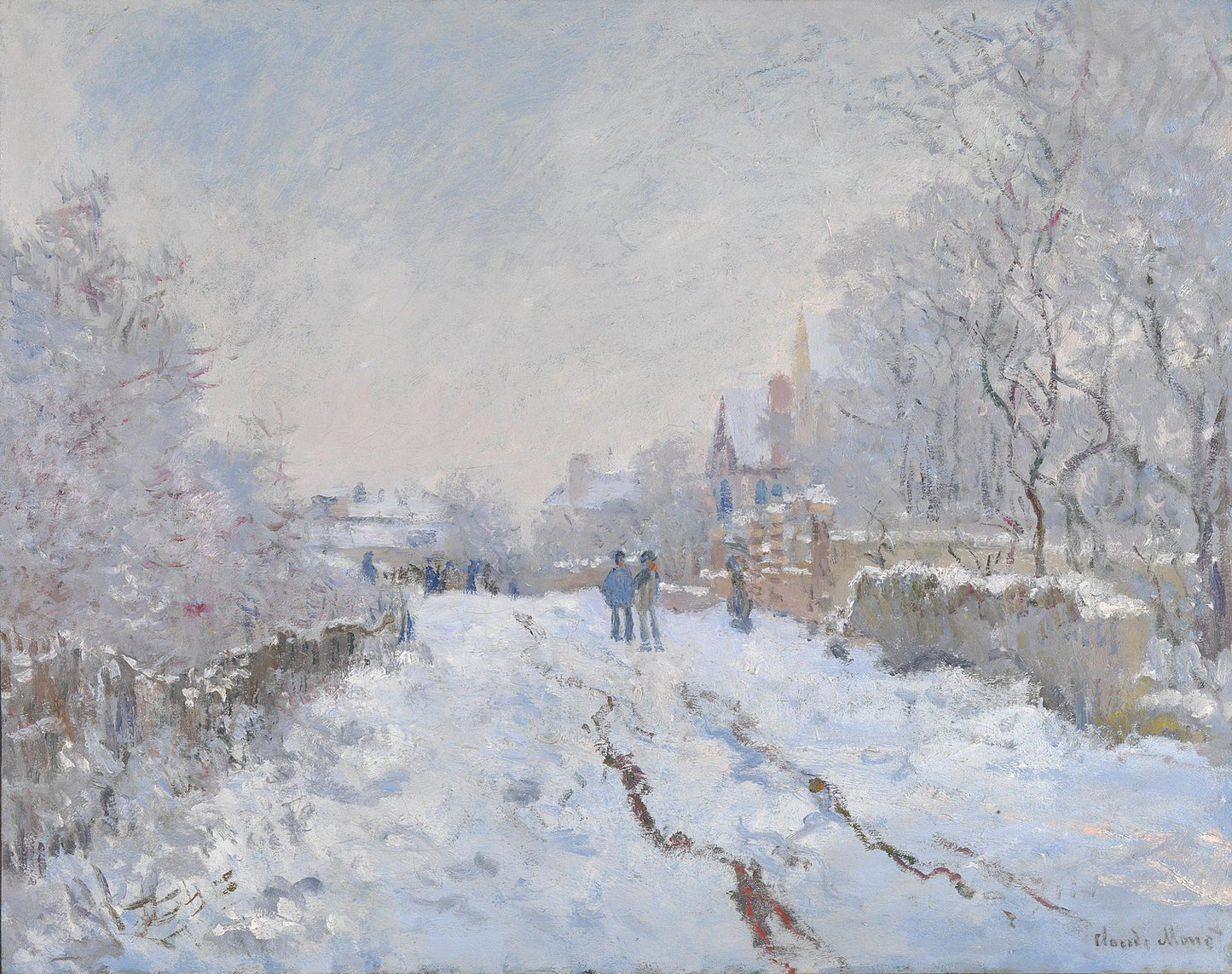 Gate under snøen i Argenteuil – Claude Monet, 1875