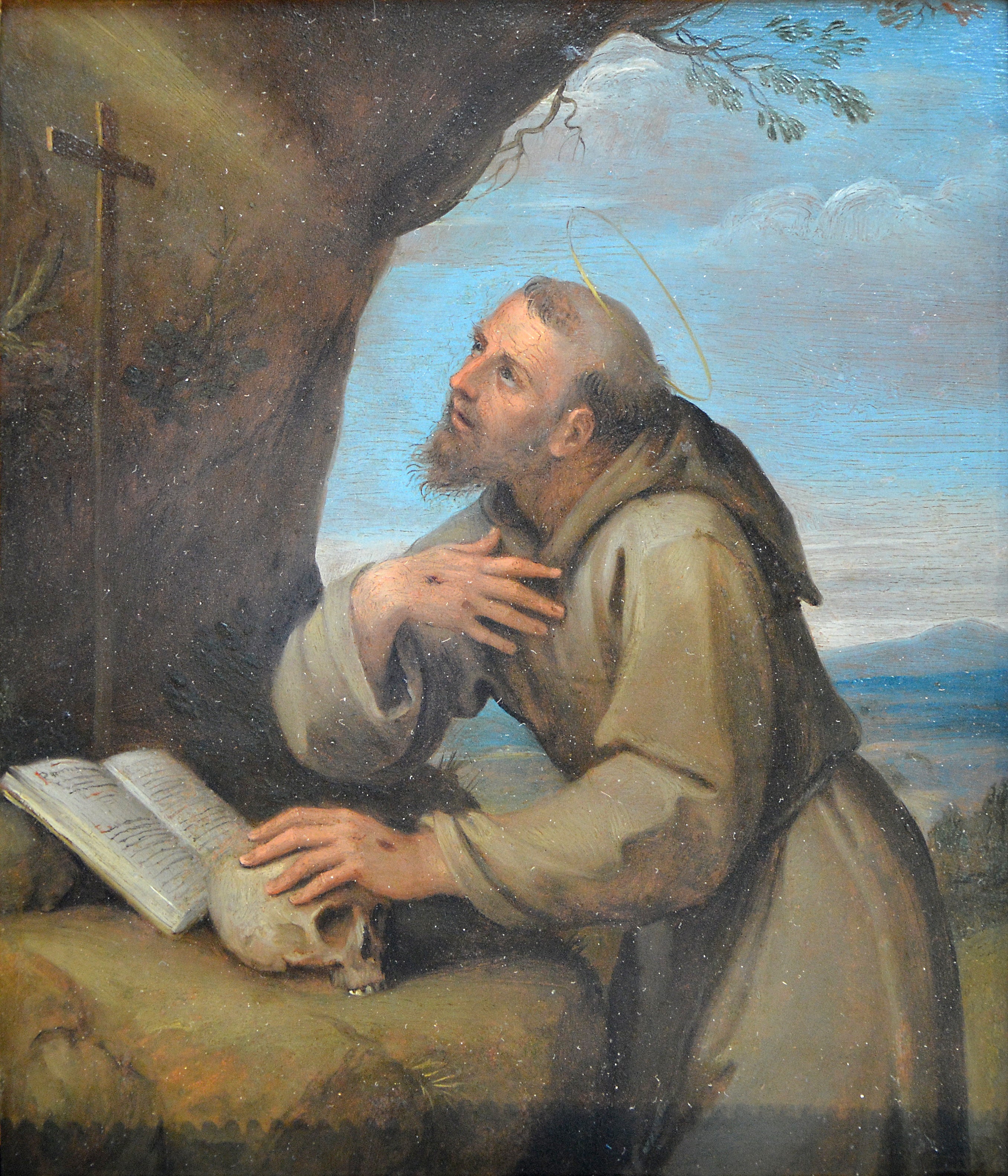 Saint François d'Assise en oraison devant un crucifix - Francesco Albani