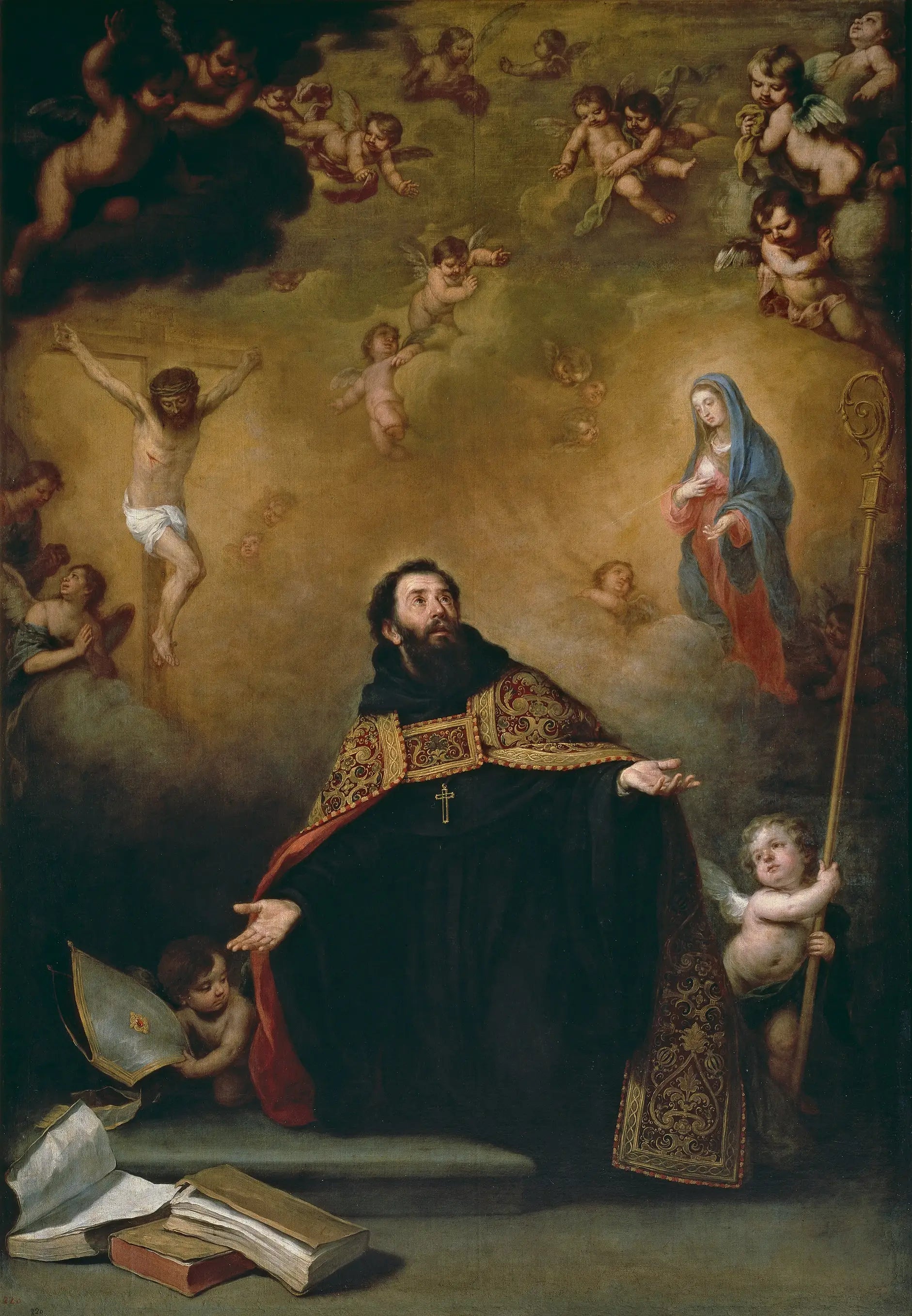 Saint Augustin entre le Christ et la Vierge - Bartolomé Esteban Murillo - Alpha Reproduction