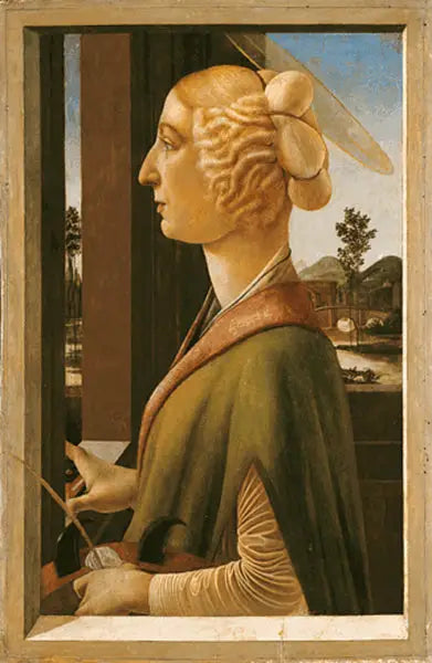 Portrett av en kvinne (med attributter av helgenen Katarina av Alexandria) - Sandro Botticelli