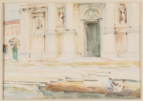 Reproduction du tableau « Le portail de S. Giorgio Maggiore, Venise - John Singer Sargent » par Alpha Reproduction en peinture à l’huile