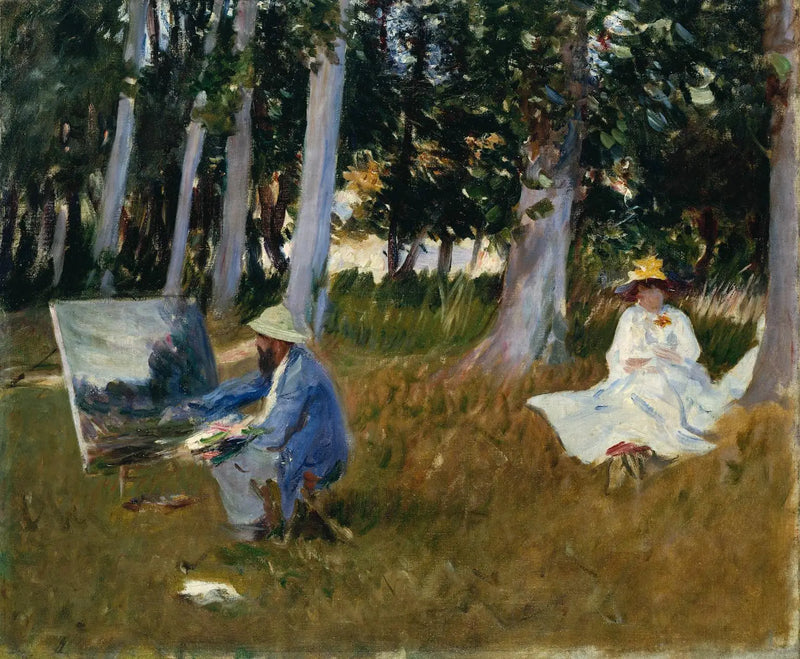 Claude Monet maler ved kanten av en skog - John Singer Sargent
