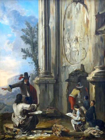 Zeichner in römischen Ruinen - Johann Heinrich Schönfeld