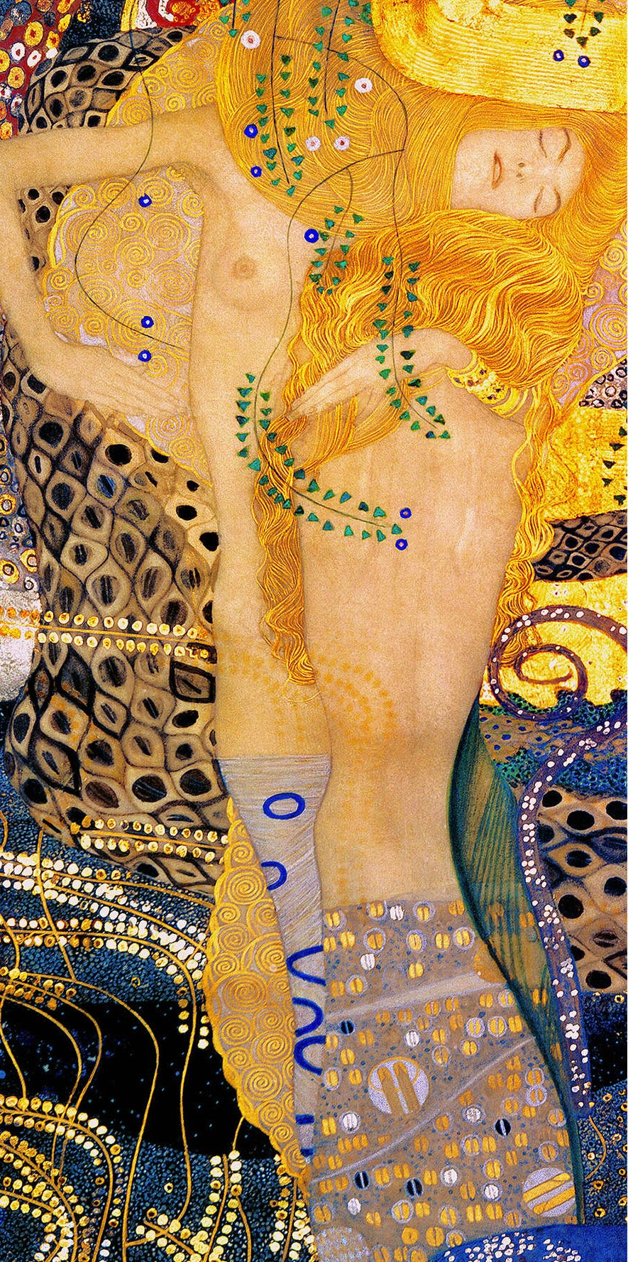 🐍✨ Vannslange II – Gustav Klimt (1904–1907)
