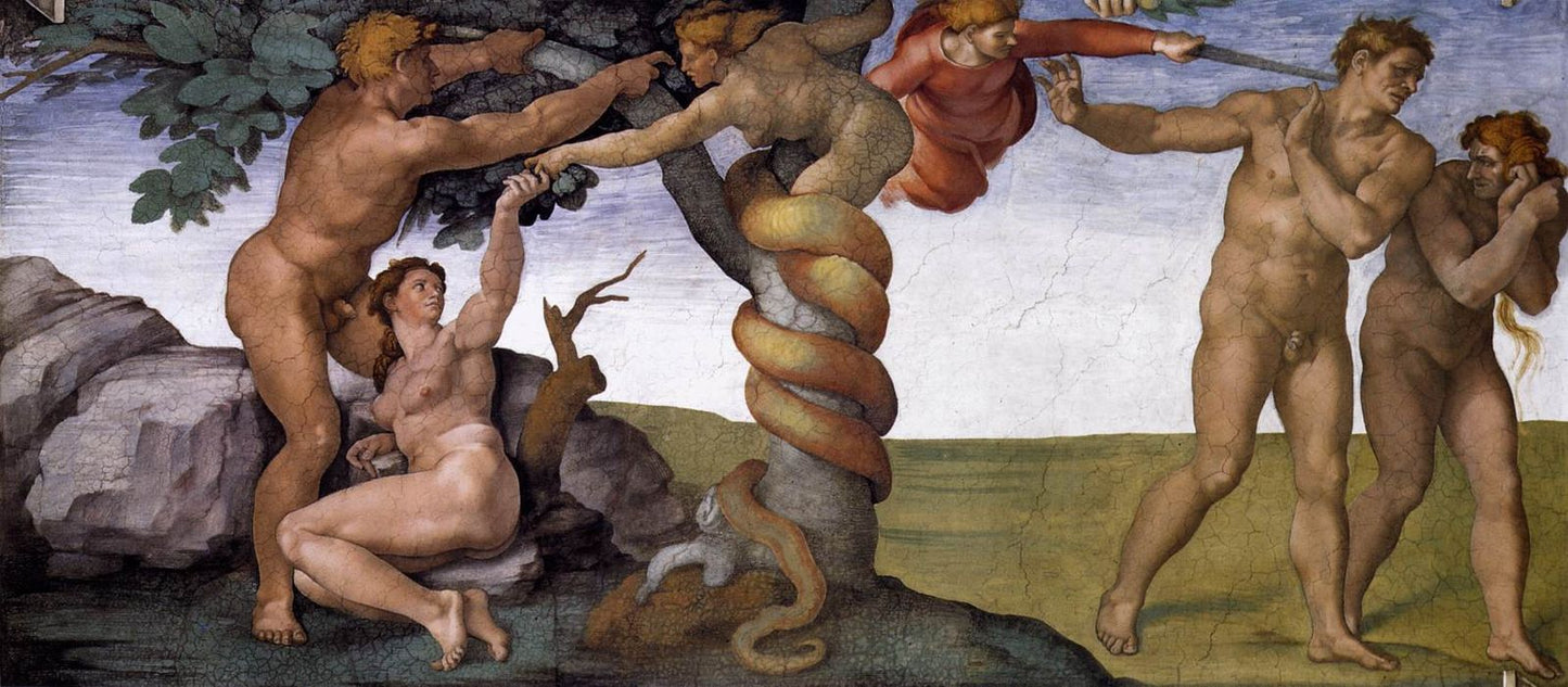 Den opprinnelige synd og utvisningen fra Paradiset – Michelangelo (1508–1512)