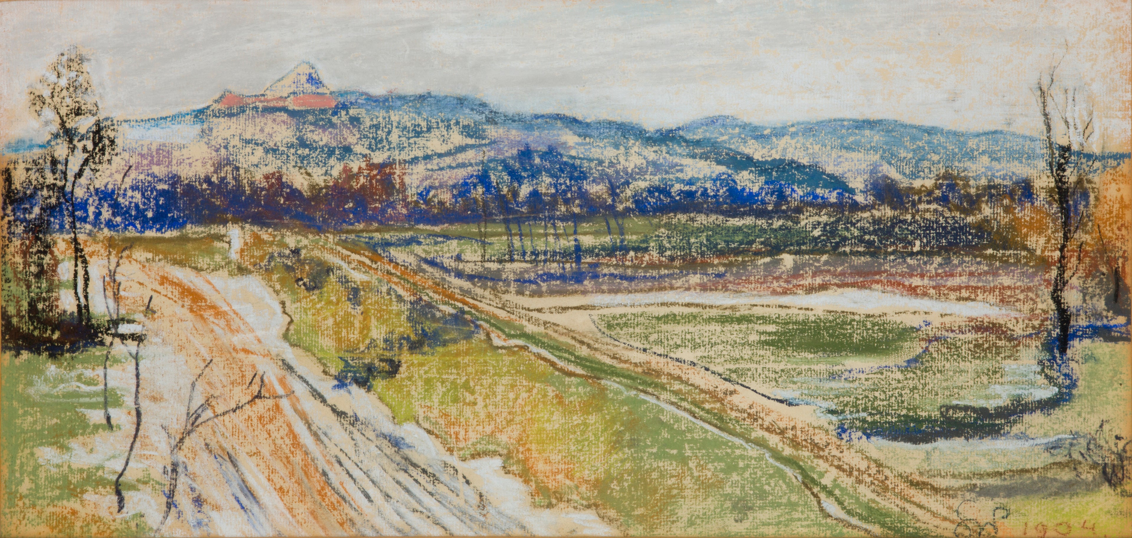 Vue du tumulus de Kościuszko à Cracovie depuis la fenêtre de l'atelier de l'artiste - Stanisław Wyspiański