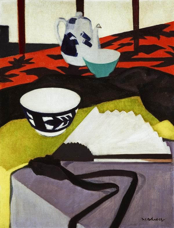 Nature morte à l’éventail gris, Francis Cadell, 1922, peinture à l’huile