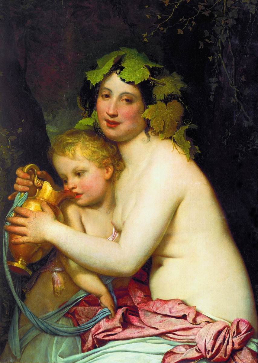 Bacchante jouant avec Cupidon du vin - Fiodor Bruni