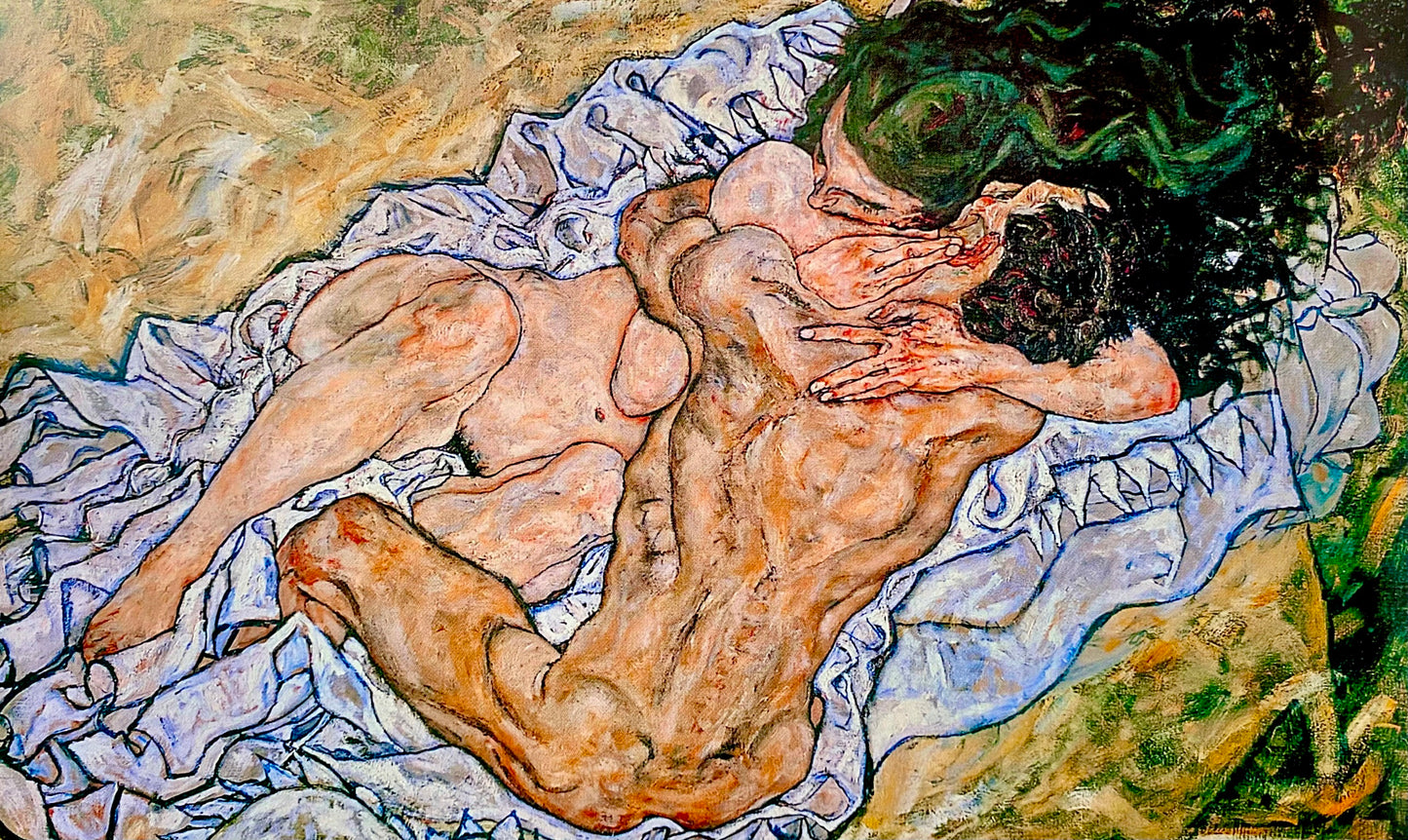 💞 Omfavnelsen (Elskende par II) – Egon Schiele (1917)