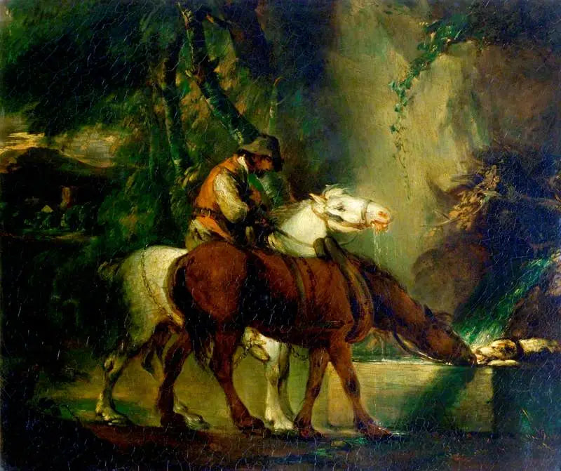 Chevaux de trait à un abreuvoir - Thomas Gainsborough - Alpha Reproduction