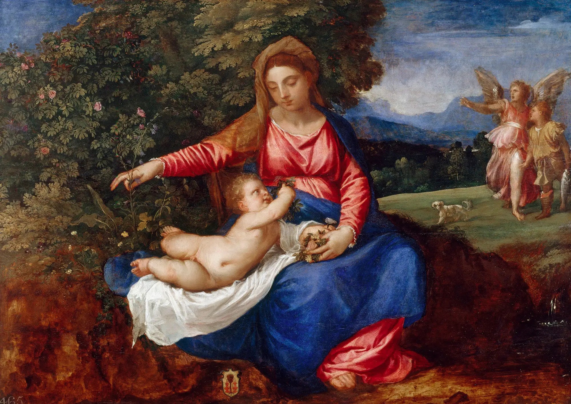 Vierge à l’Enfant dans un paysage avec Tobie et l’ange - Titian - Alpha Reproduction