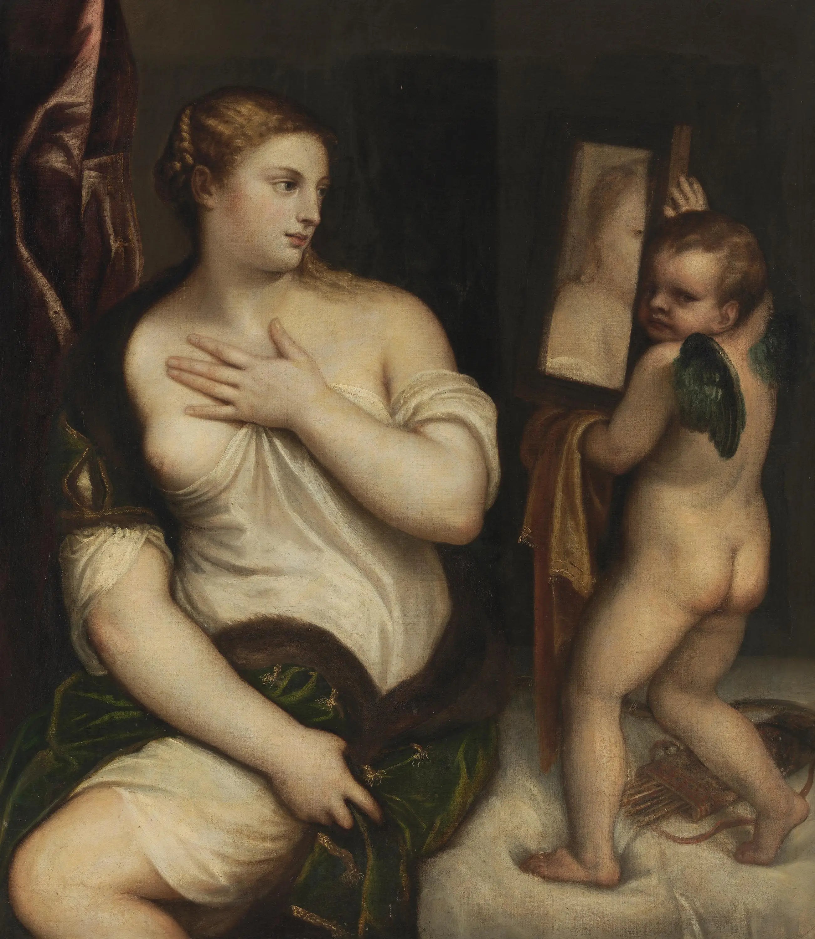 Vénus et Cupidon avec un miroir - Titian - Alpha Reproduction