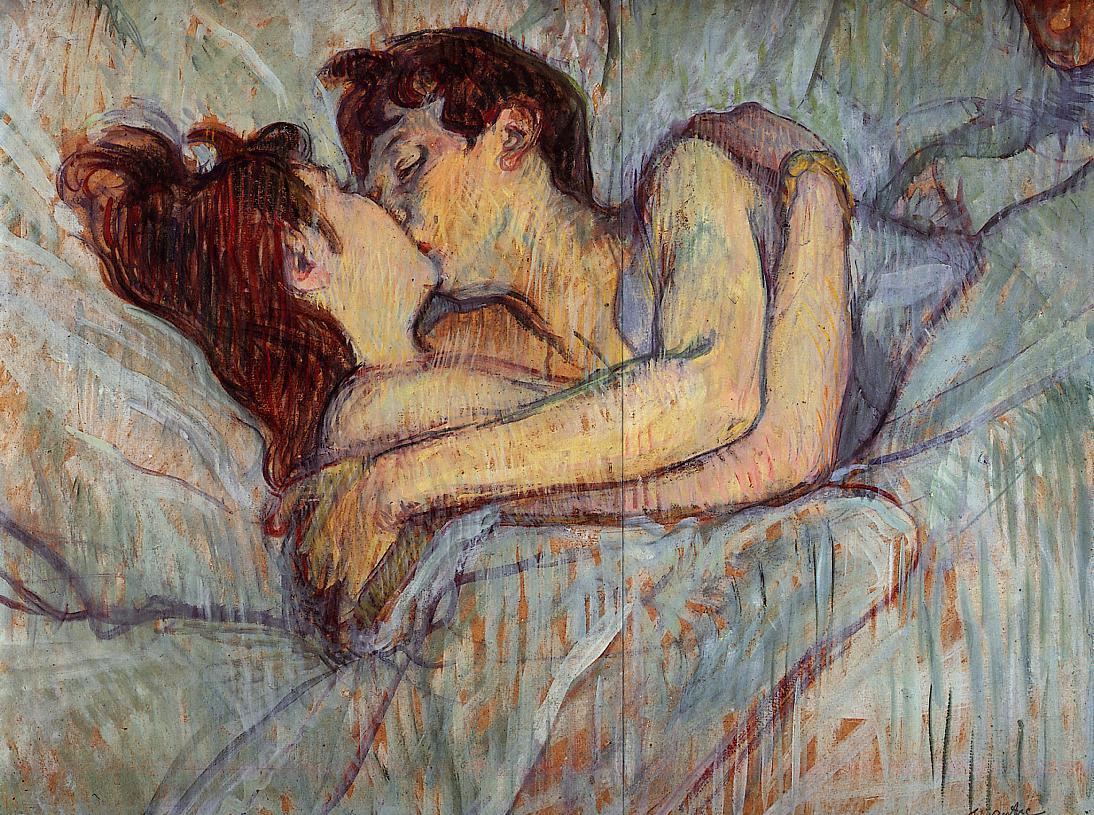 Reproduction du tableau « Dans le lit, le baiser - Henri de Toulouse-Lautrec » par Alpha Reproduction en peinture à l’huile
