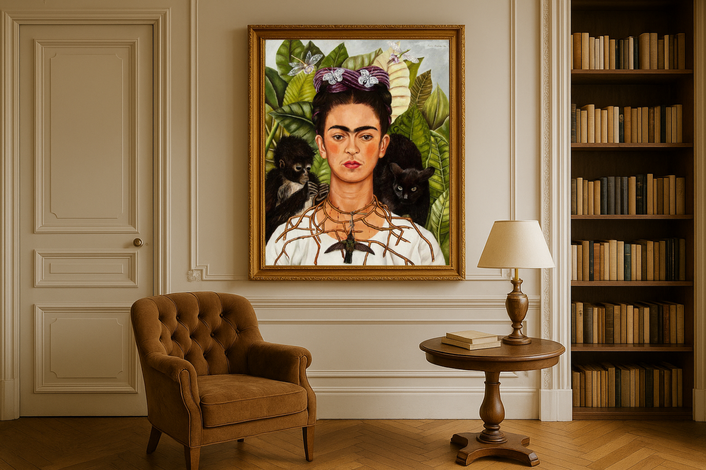 Selvportrett med tornekjede og kolibri – Frida Kahlo (1940)