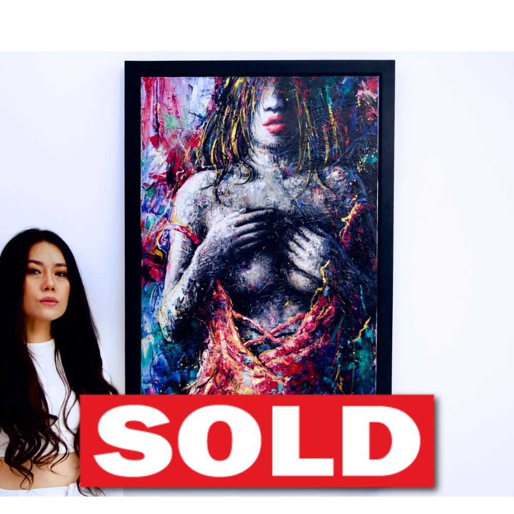 Kvinne i rosa kjole | 60 X 100 cm