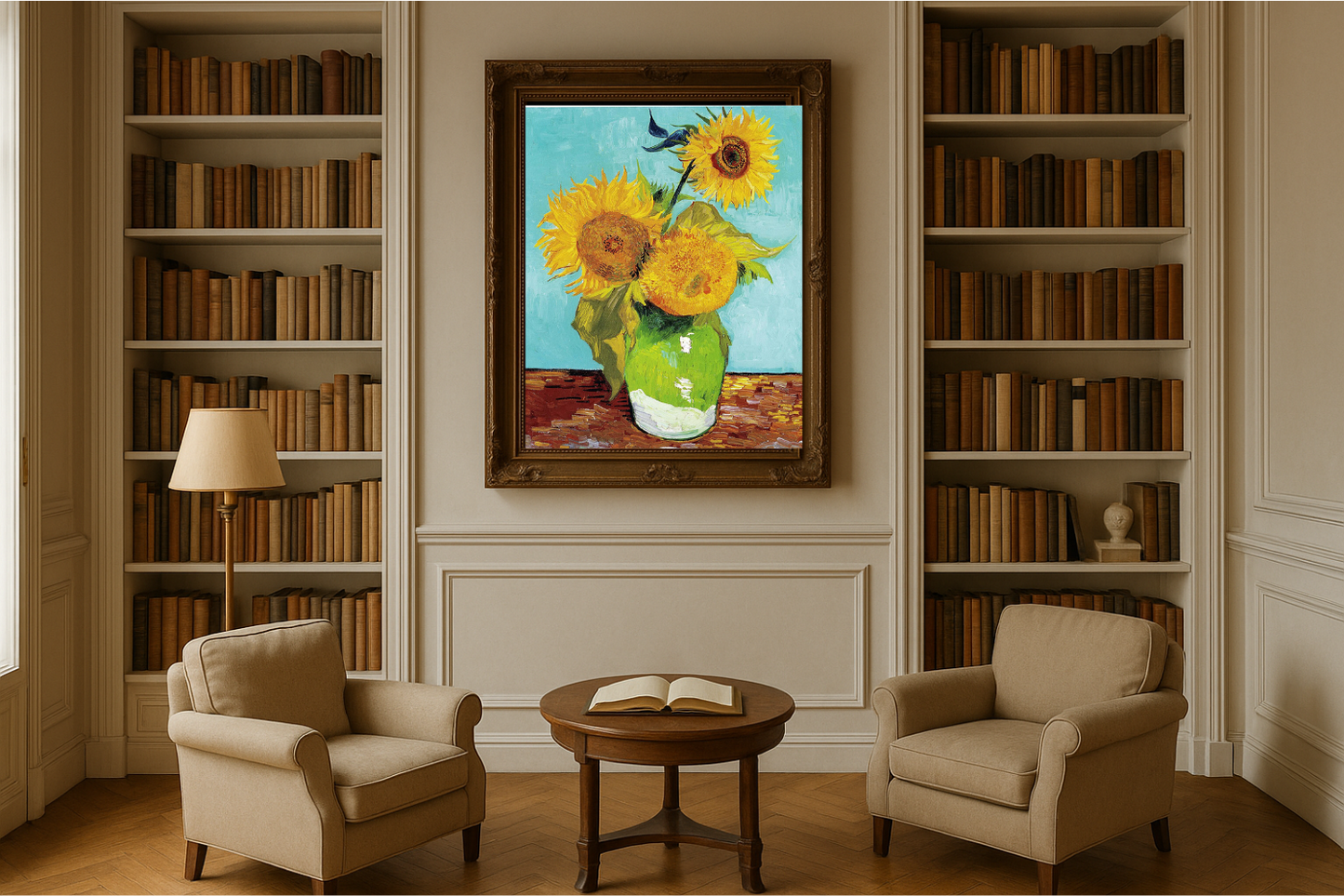 🌻 Solsikker (turkis bakgrunn) – Vincent van Gogh (1888)