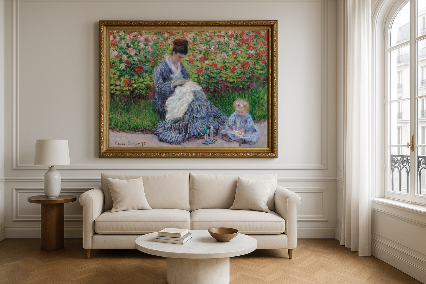 🌼 Camille Monet og barnet i hagen – Claude Monet (1875)