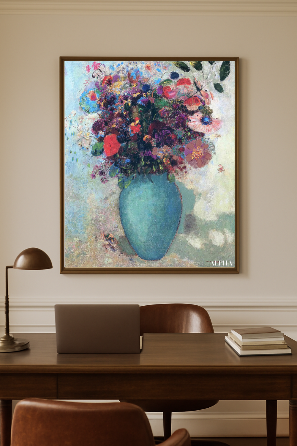 Blomster i en turkis vase - Odilon redon