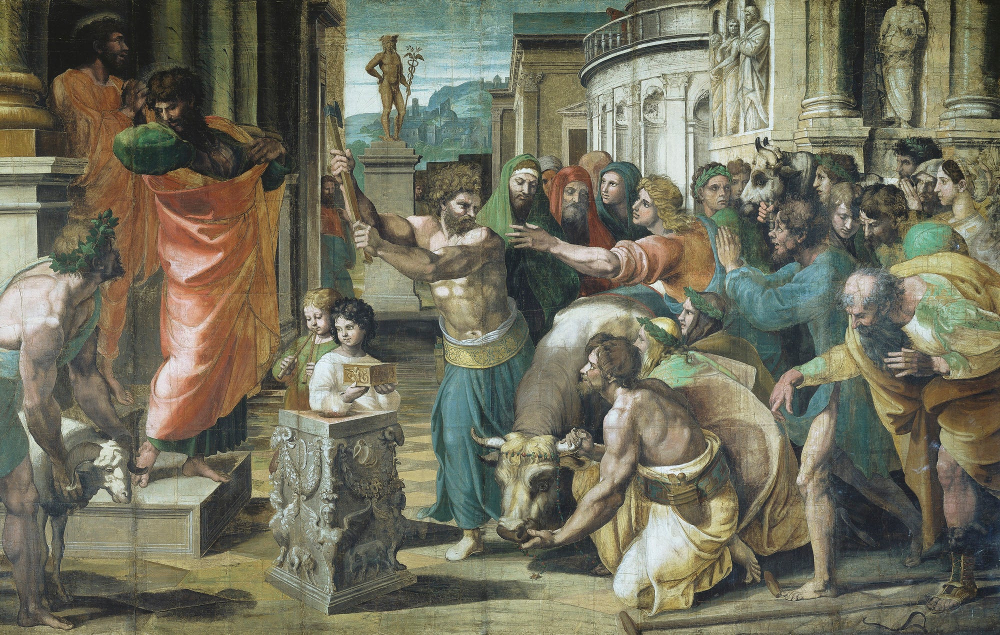 Reproduction du tableau « Le sacrifice de Lystre - Raphaël Sanzio » par Alpha Reproduction en peinture à l’huile