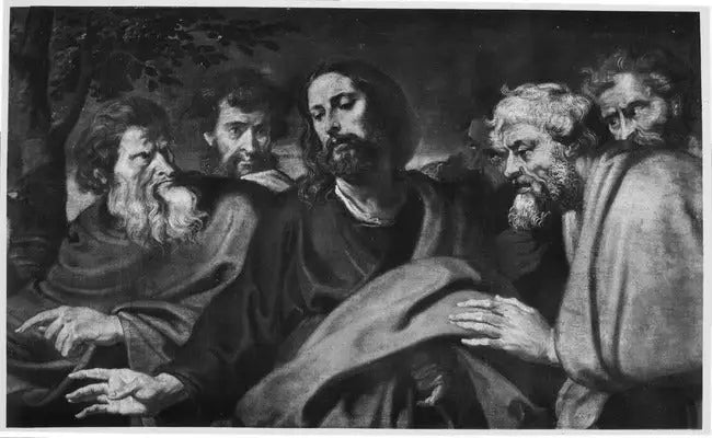 Le Christ bénit le pain et le poisson apportés par un garçon (Matthieu 14:13-21 15:32-39 ; Marc 6:32-44 8:1-10 ; Luc