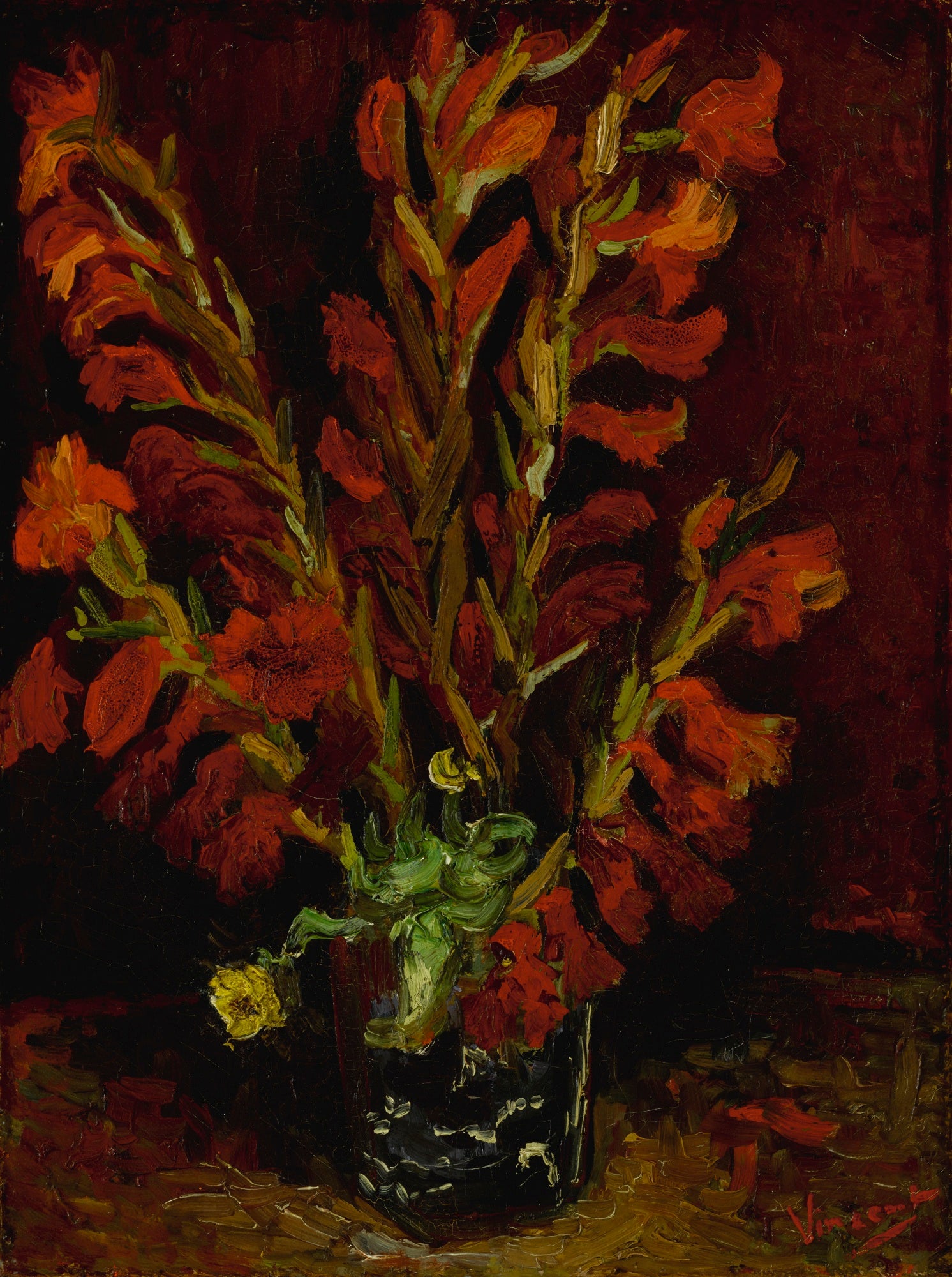 Reproduction du tableau « Nature Morte : Vase aux Glaïeuls - Vincent van Gogh » par Alpha Reproduction en peinture à l’huile