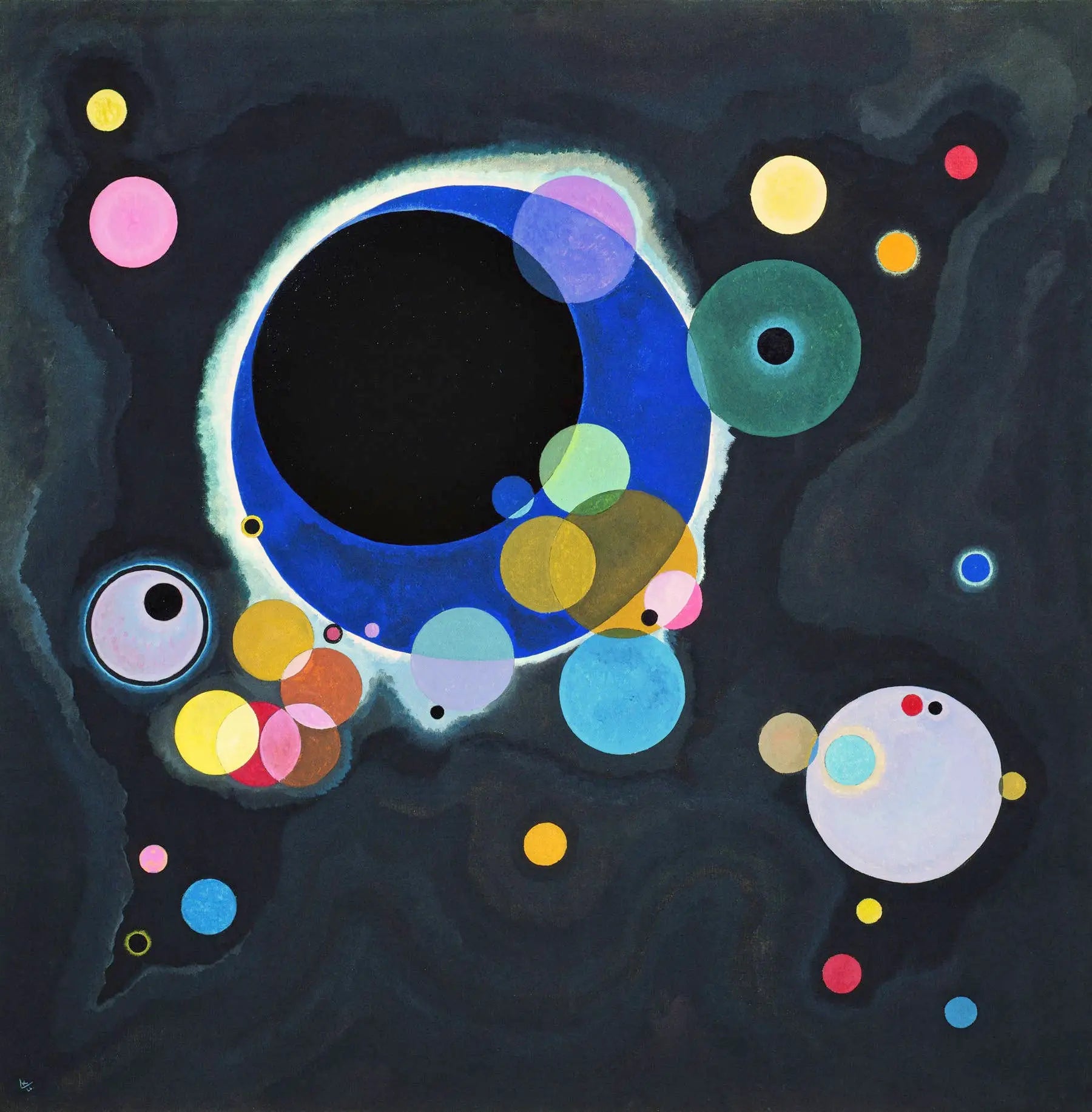 Reproduction du tableau « Quelques Cercles - Vassily Kandinsky » par Alpha Reproduction en peinture à l’huile