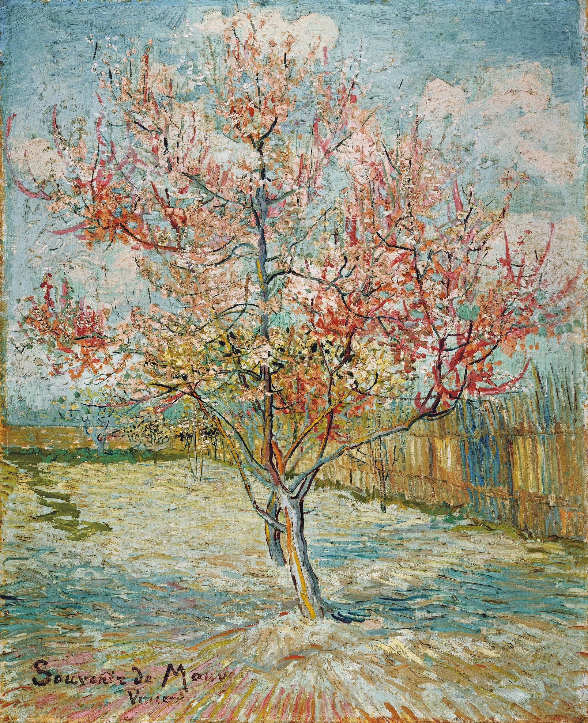 Pêcher en fleurs, souvenir de Mauve, peinture de Vincent van Gogh
