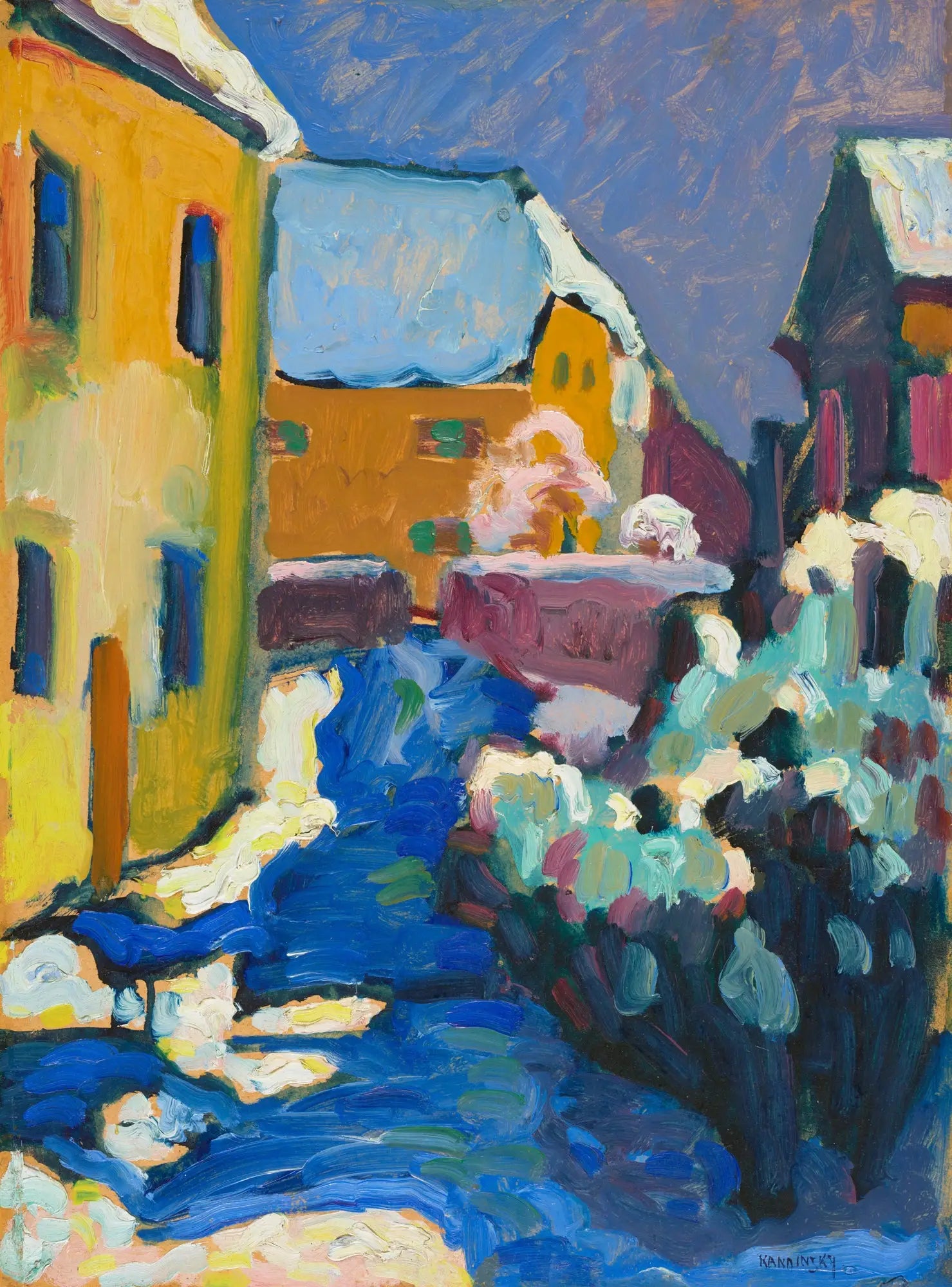 Reproduction du tableau « Cimetière et presbytère de Kochel - Vassily Kandinsky » par Alpha Reproduction en peinture à l’huile
