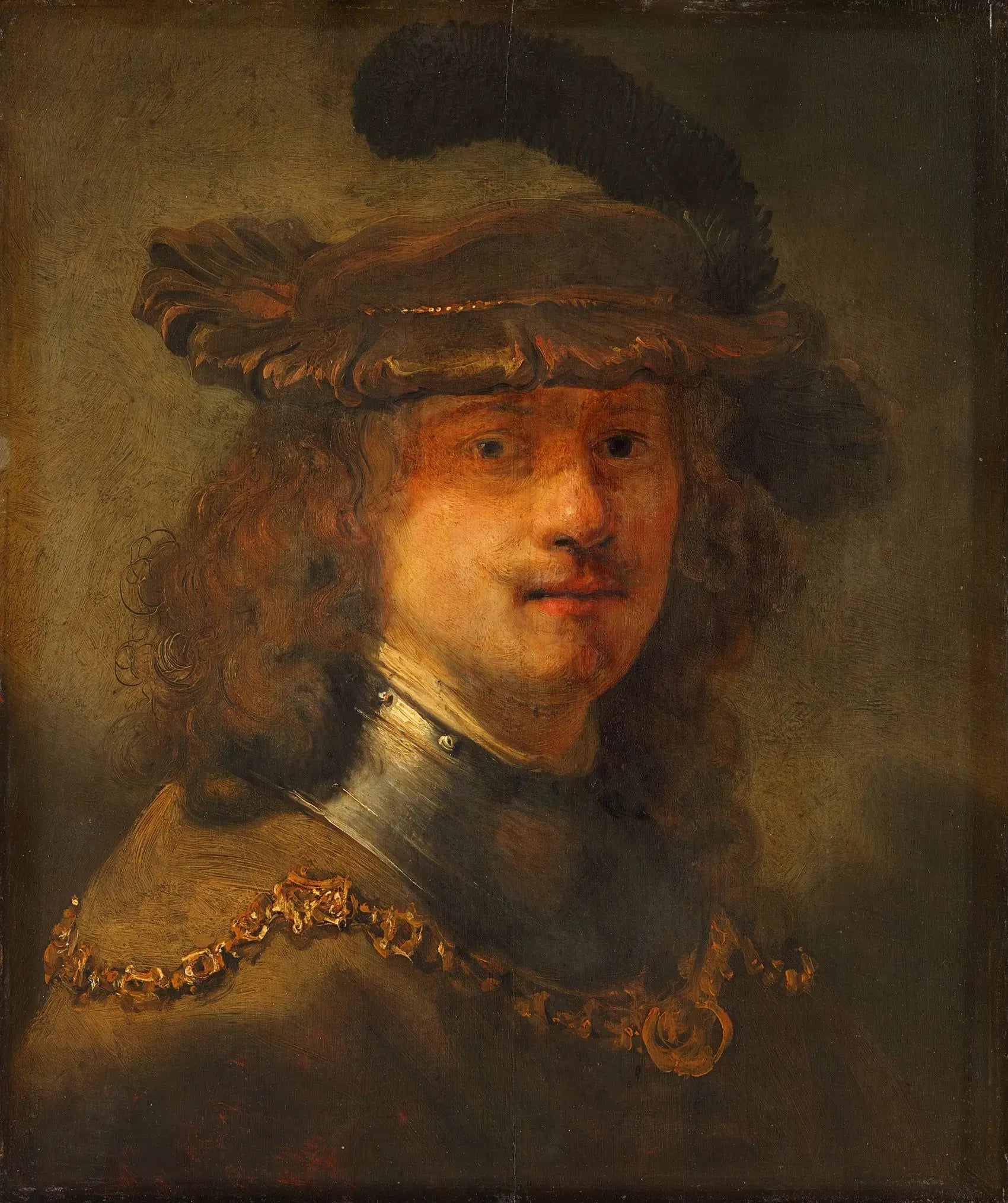 Reproduction du tableau « Autoportrait au béret de velours et à la chaîne d'or - Rembrandt » par Alpha Reproduction en peinture à l’huile