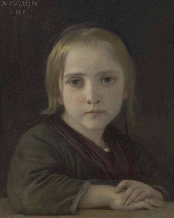 Reproduction du tableau « La petite fille aux yeux bleus - Bouguereau » par Alpha Reproduction en peinture à l’huile