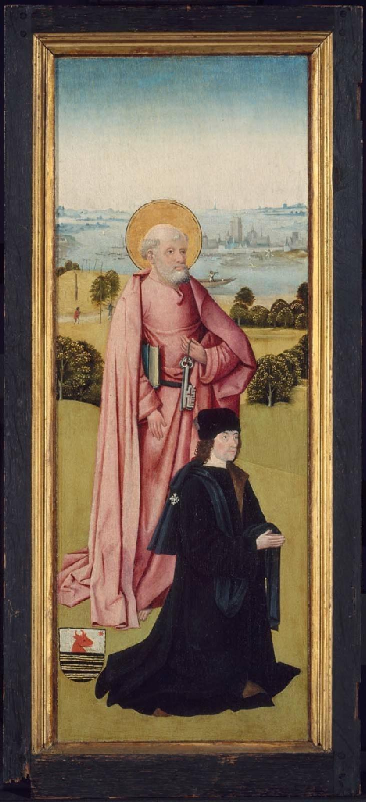 Franco van Langhel og hans sønner med Saint Johannes Døperen (utsiden); Pieter van Os med Saint Peter (innsiden) - Hieronymus Bosch